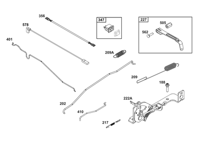 Controls Group Diagram and Parts List for 125P02-0085-F1 100000 - 19Z999 Briggs and Stratton Engine